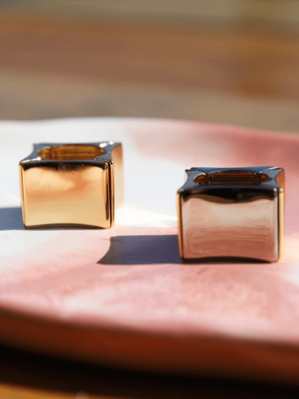 Trevo Brand Anel Square Dourado Duo
