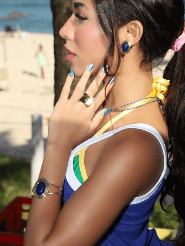 Trevo Brand Conjunto Pedra Azul Model